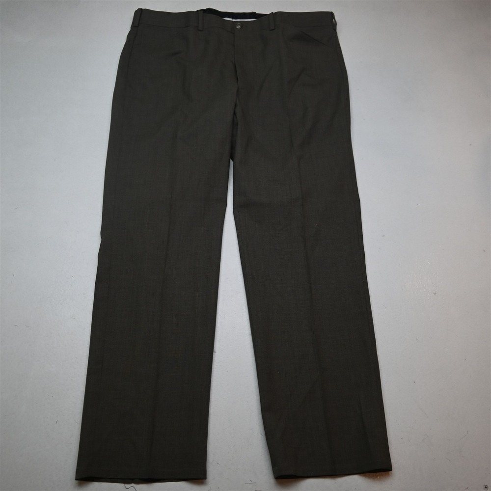 Tom James 38x32 Brown Wool Flat Front Straight 5 Pocket‎ Dress Mens Pants